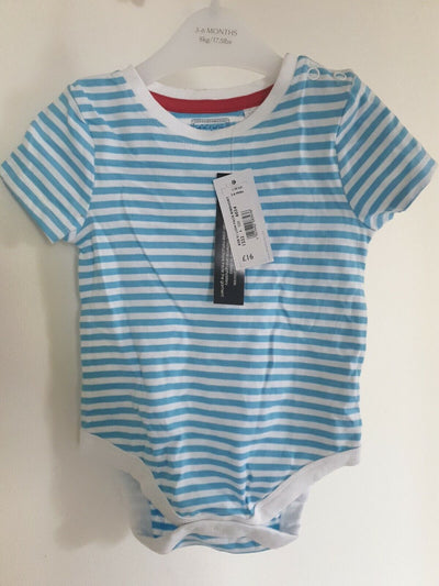 blue zoo Baby Grow Tshirt Blue Strip Size 3-6 Months Ref Y28