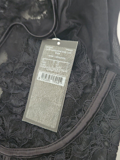 Hunkemoller Black Cecile Bodysuit Size 12 *** V371