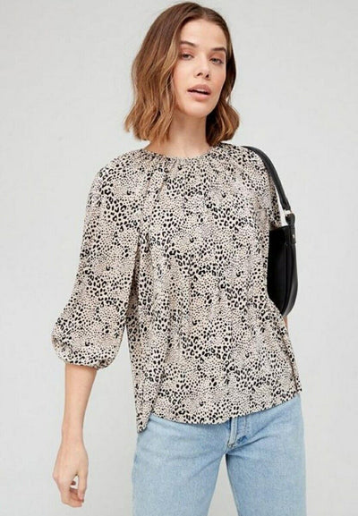 Plisse Shell Top Leopard Print Uk12****Ref V490