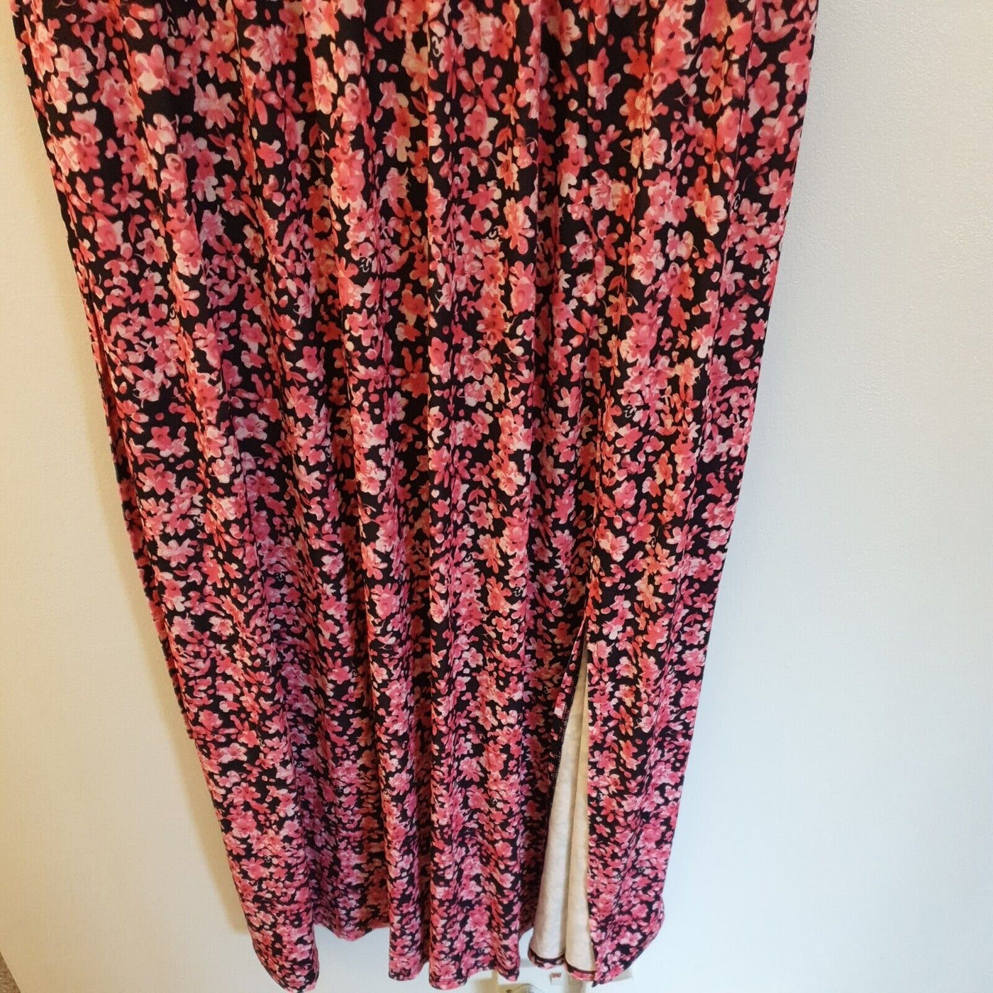 Womens Pink/Black Floral Print Midi Dress Uk18****Ref V270