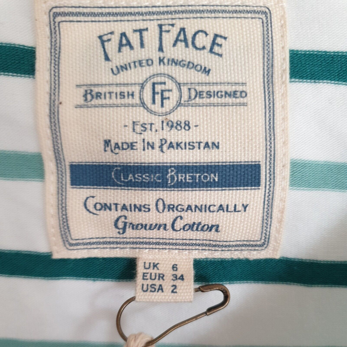 Fat Face Organic Cotton Multi Dark Green Tshirt UK 6****Ref V431