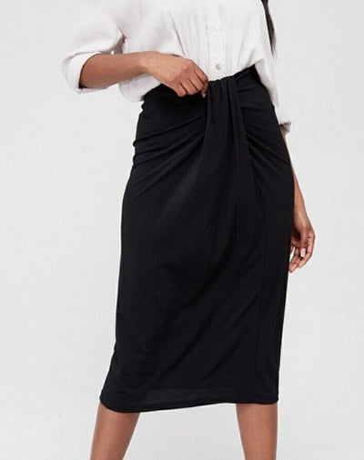 Knot Detail Midi Skirt Black Uk10****Ref V420