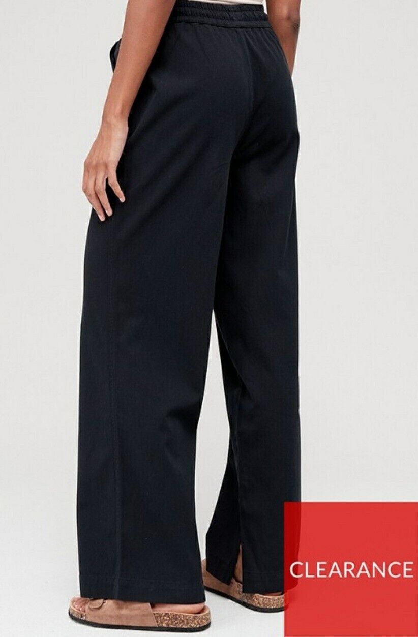 Split Hem Wide Leg Trouser Black Uk16****Ref V534