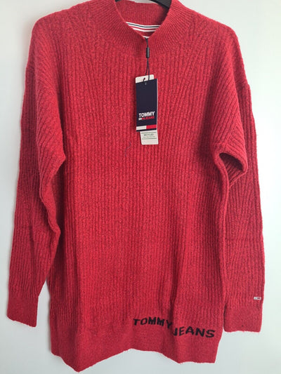 Tommy Hilfiger Lofty Red Turtleneck Logo Side Sweater Size XS **** V294