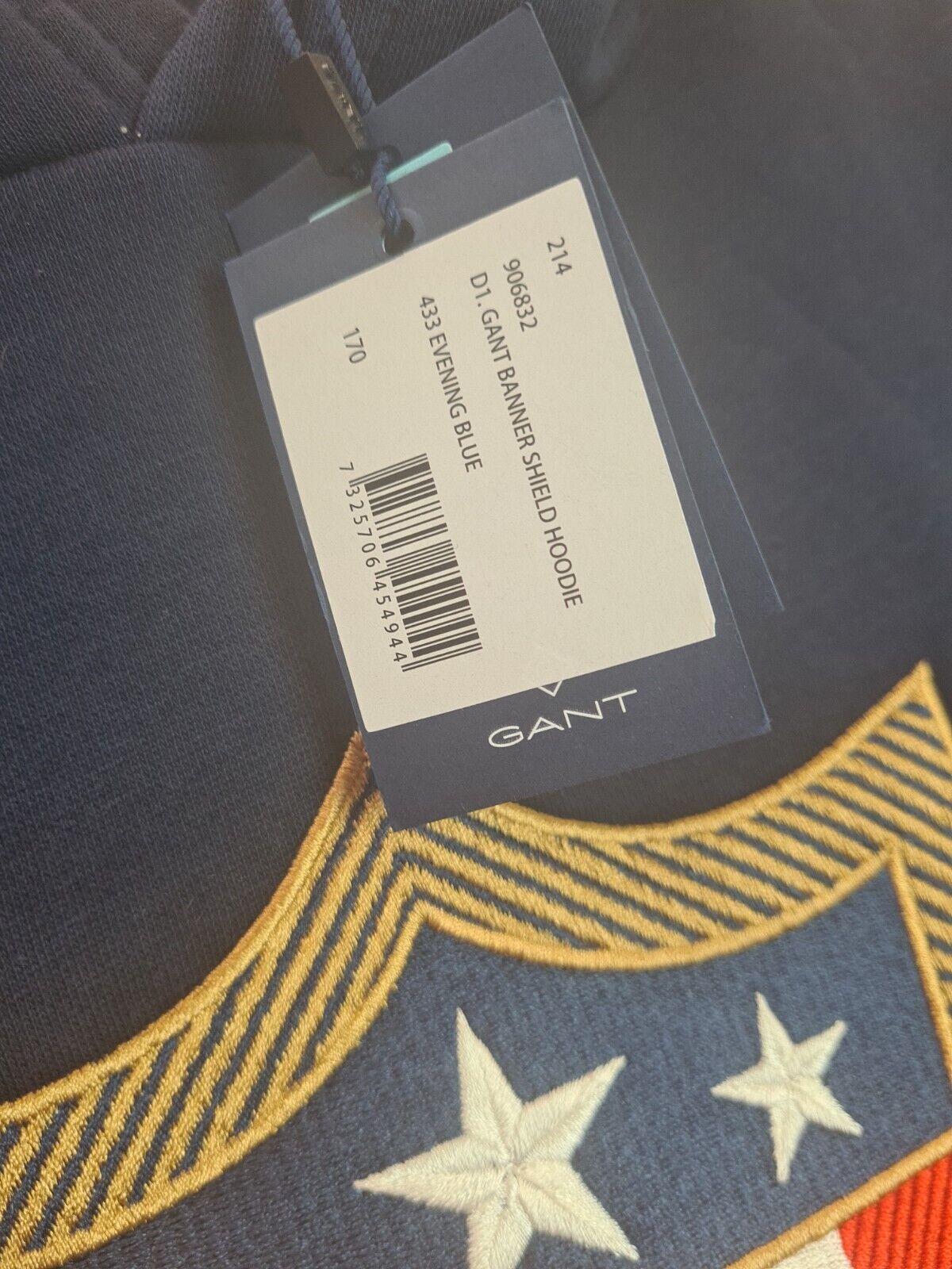 Gant Boys Navy Banner Shield Hoodie Size 15 Years **** V26