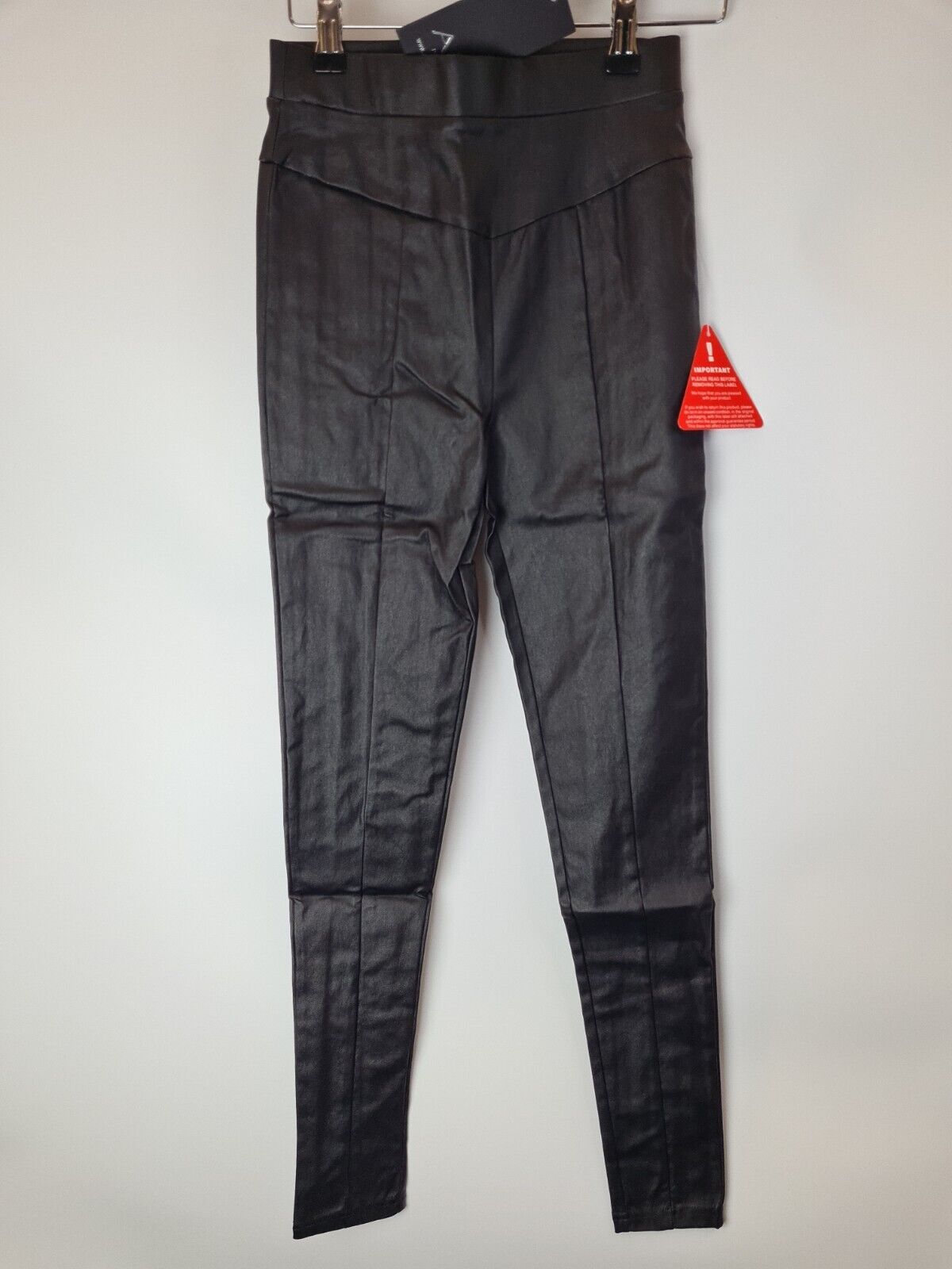 Ax Paris High Waisted Faux Leather Black Leggings Size UK 6 **** V31