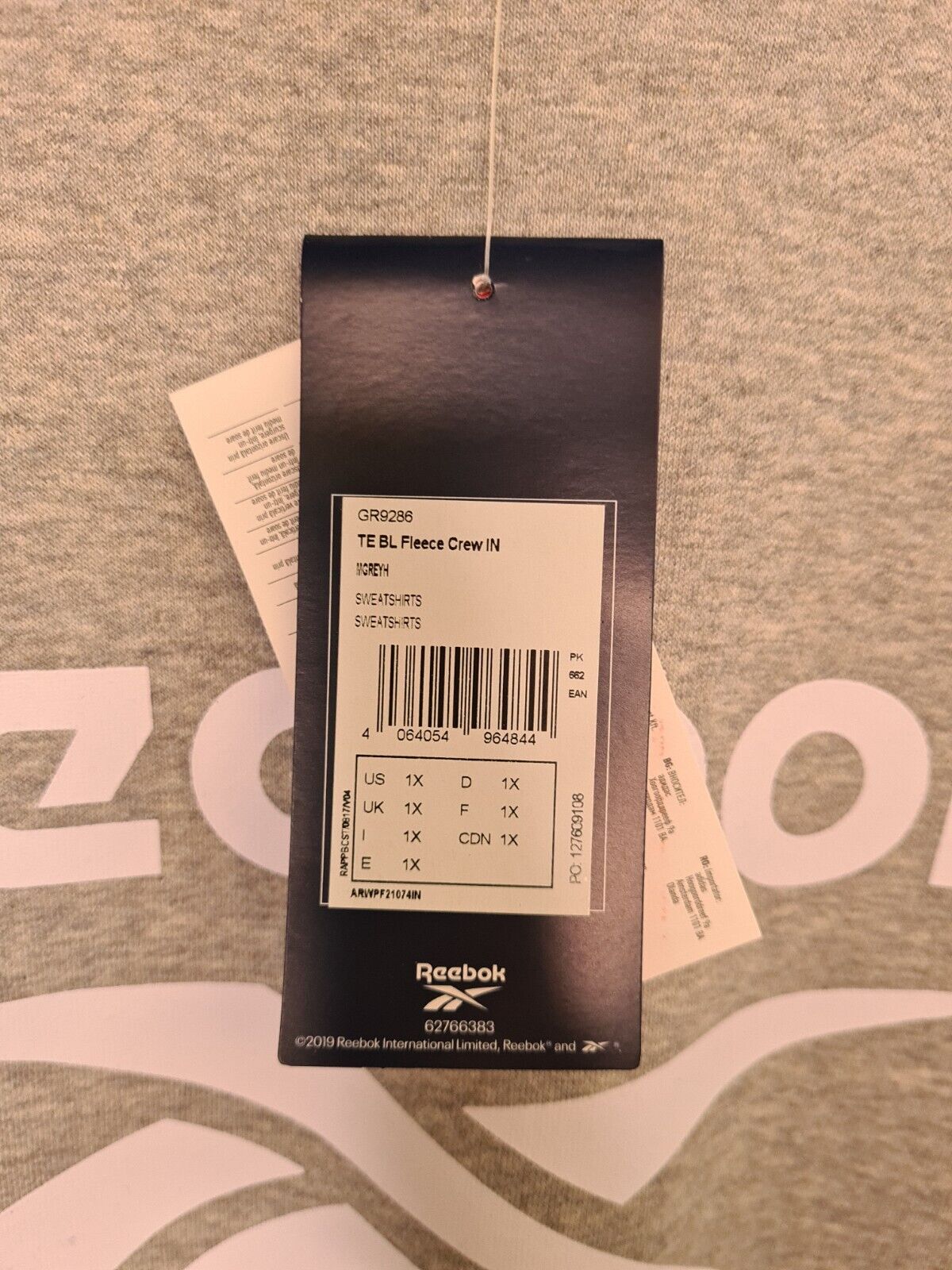 Reebok Womens Grey Identity Logo Fleece Crew Sweatshirt Size 1X/20-22 **** V32