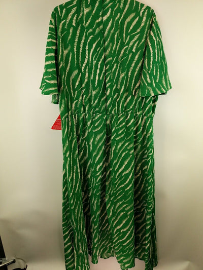 AX Paris Green Zebra Print Midi Wrap Dress Size UK 24 **** V28