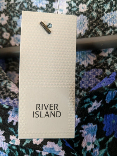 River Island Navy Floral Long Sleeve Dress Size 10 *** V431