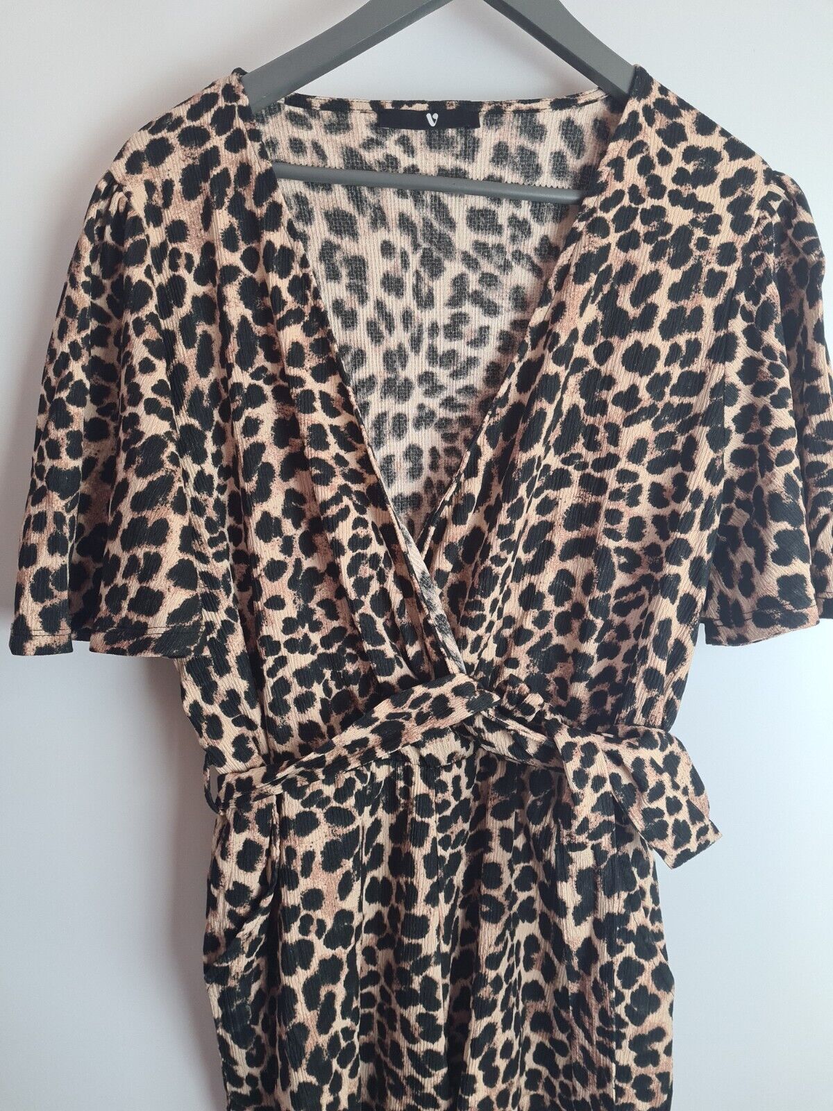 Womens Animal Print Belted Wrap Playsuit With Pockets Size 16 **** V310