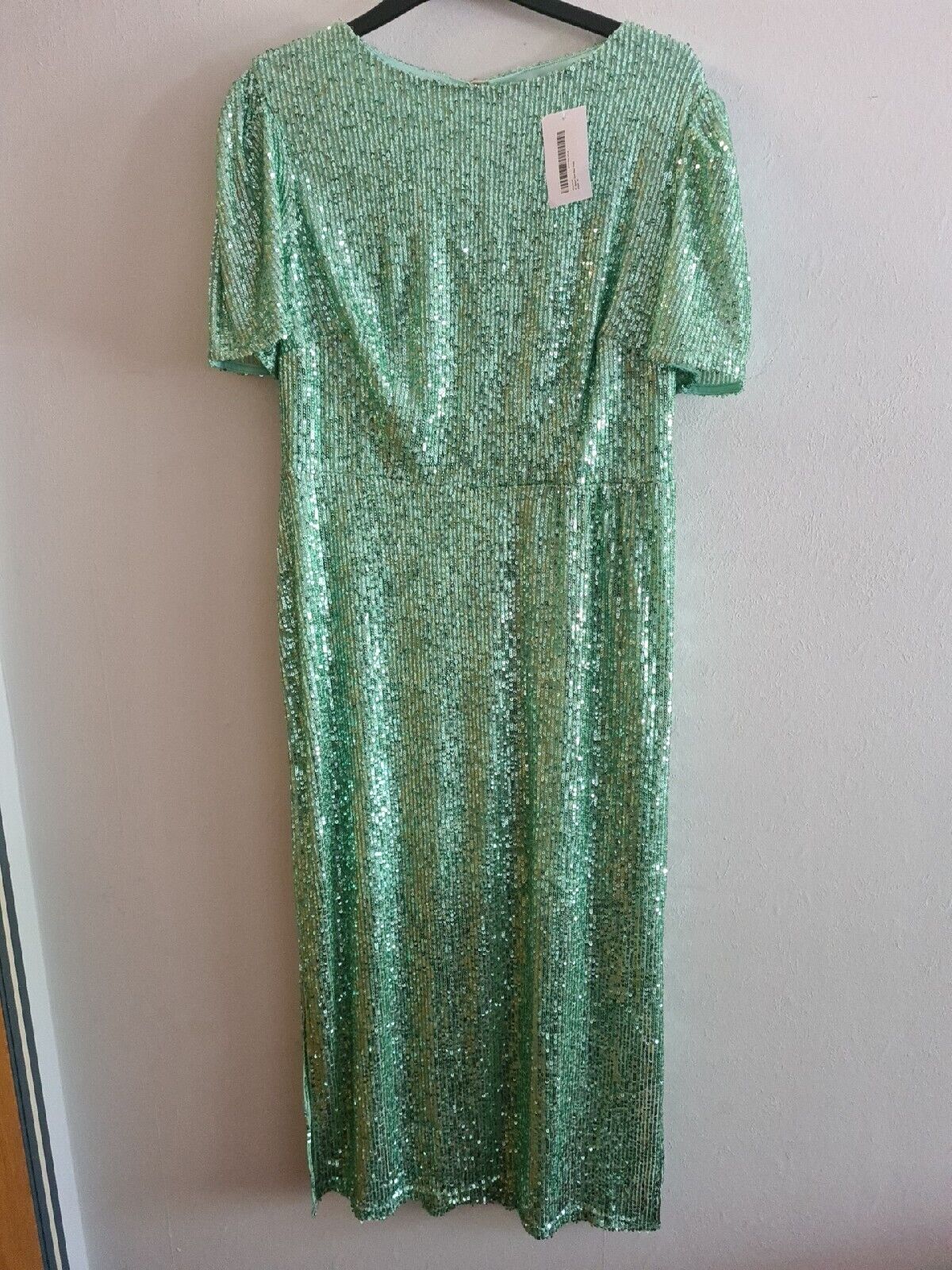 Wallis Sequin Open Back Dress Aqua Size 10 BNWT Ref****V502