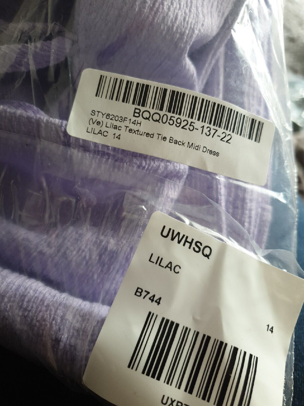 dorothy perkins Lilac Textured Tie Back Midi Dress Uk14****Ref V414