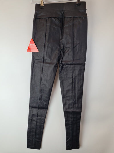 Ax Paris High Waisted Faux Leather Black Leggings Size UK 6 **** V31