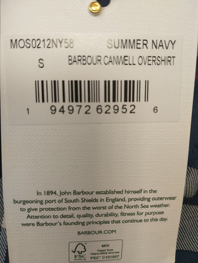 Barbour Men's Summer Navy Canwell Overshirt. UK Small **** Ref V31