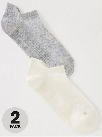 2pk Yoga Socks With Gripper Multi Size 6-8****Ref V489