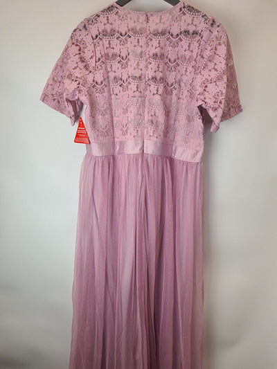 Yours London Lace Sweetheart Purple Bridesmaid Maxi Dress Size 16 **** V45