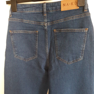 na-kd Straight Leg High Waisted Jeans Mid Blue Size 10****Ref V5