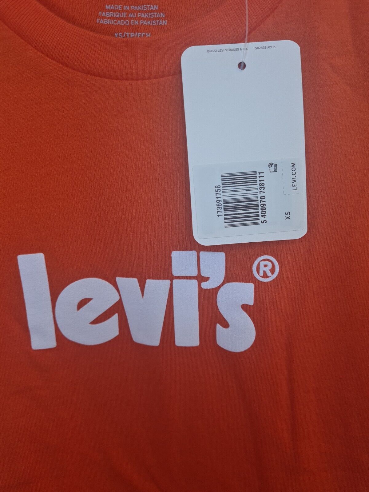 Levi's The Perfect Tee - Logo. Orange Womens. Size XSmall **** V26