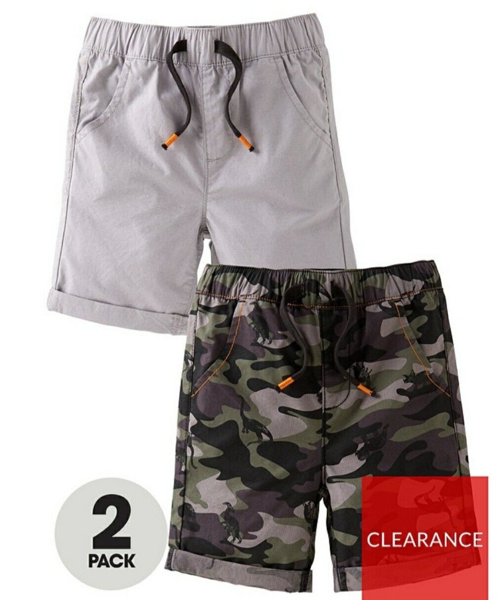 Boys 2pack Shorts Camouflage And Plain Woven Size 12-18 Months ****Ref V416