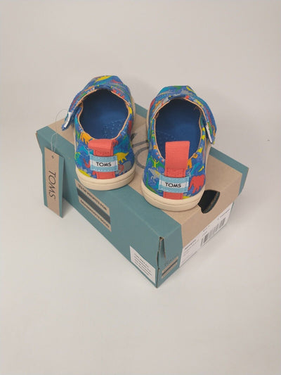 Tom's Alpargata Kids Cobalt Blue Dinos Print - Multi. Kids Size 5 **** Ref VS1