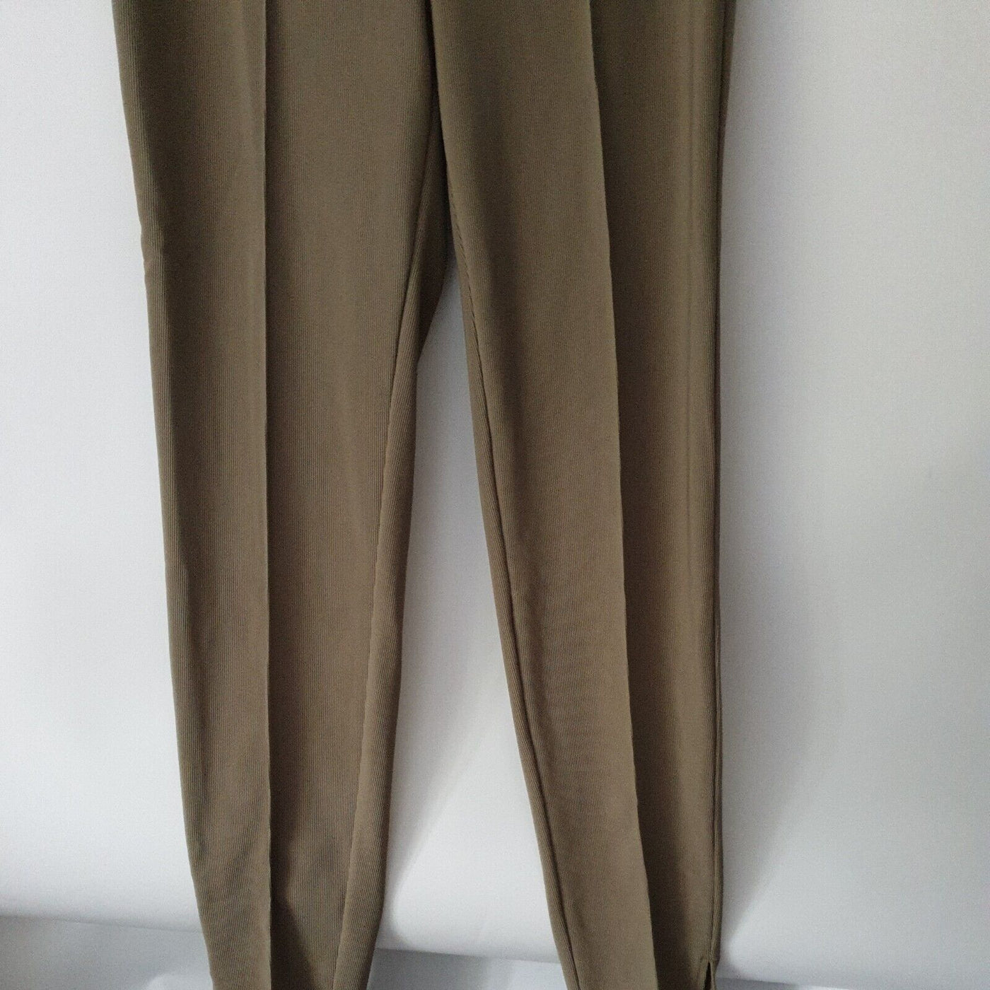 Long Tall Sally Sage Green Stretch Ribbed Slim Leg Trouser UK Size 12 ****V369