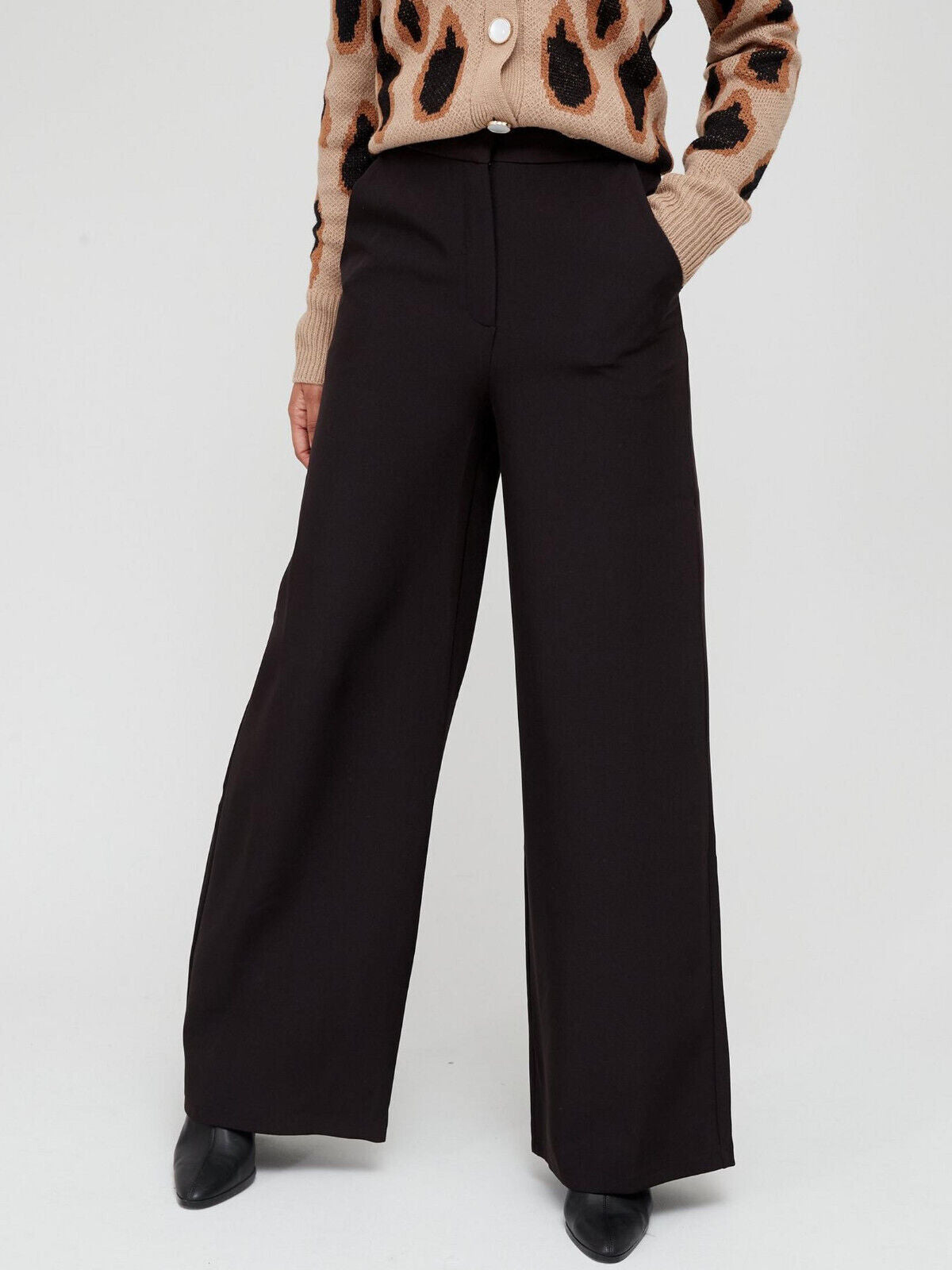 Michelle Keegan Black Wide Leg Trousers Size 8 **** V399