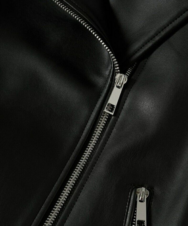 Mango Faux Leather Jacket -Black. UkXL