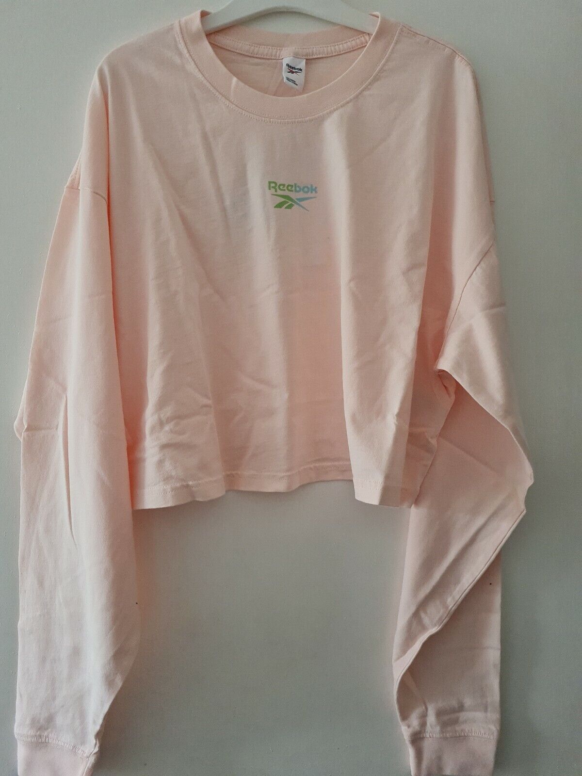 Reebok Coupe Oversized Cotton Long Sleeve Top Pink  UkS Ref Sc10