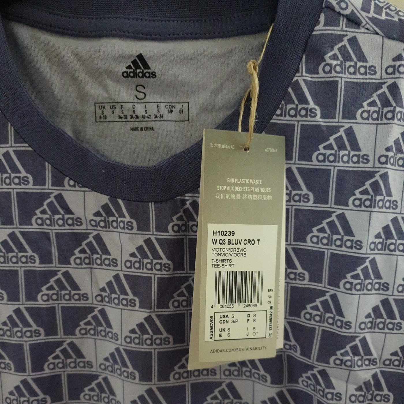 Adidas W Q3 BLUE CROP TSHIRT BLUE SIZE S****REF V25