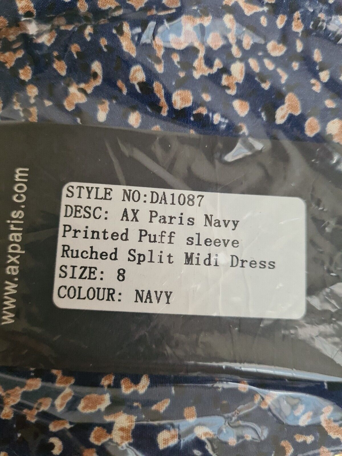 AX PARIS Navy Printed Split Leg Midi Dress Size 8 **** V497