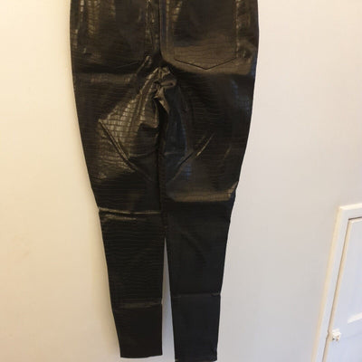 Missguided Black croc Faux Leather Trousers Uk6 High Waisted****Ref V6