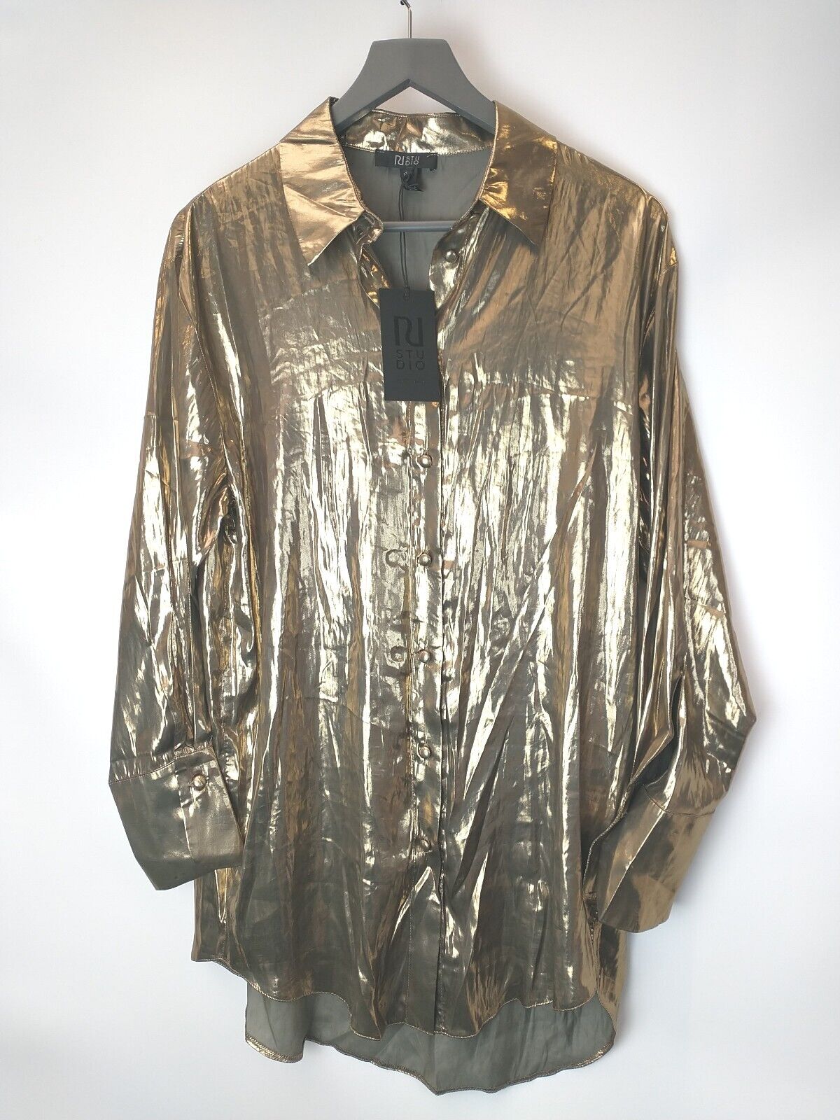 River Island Gold Shirt. UK Small **** Ref V265