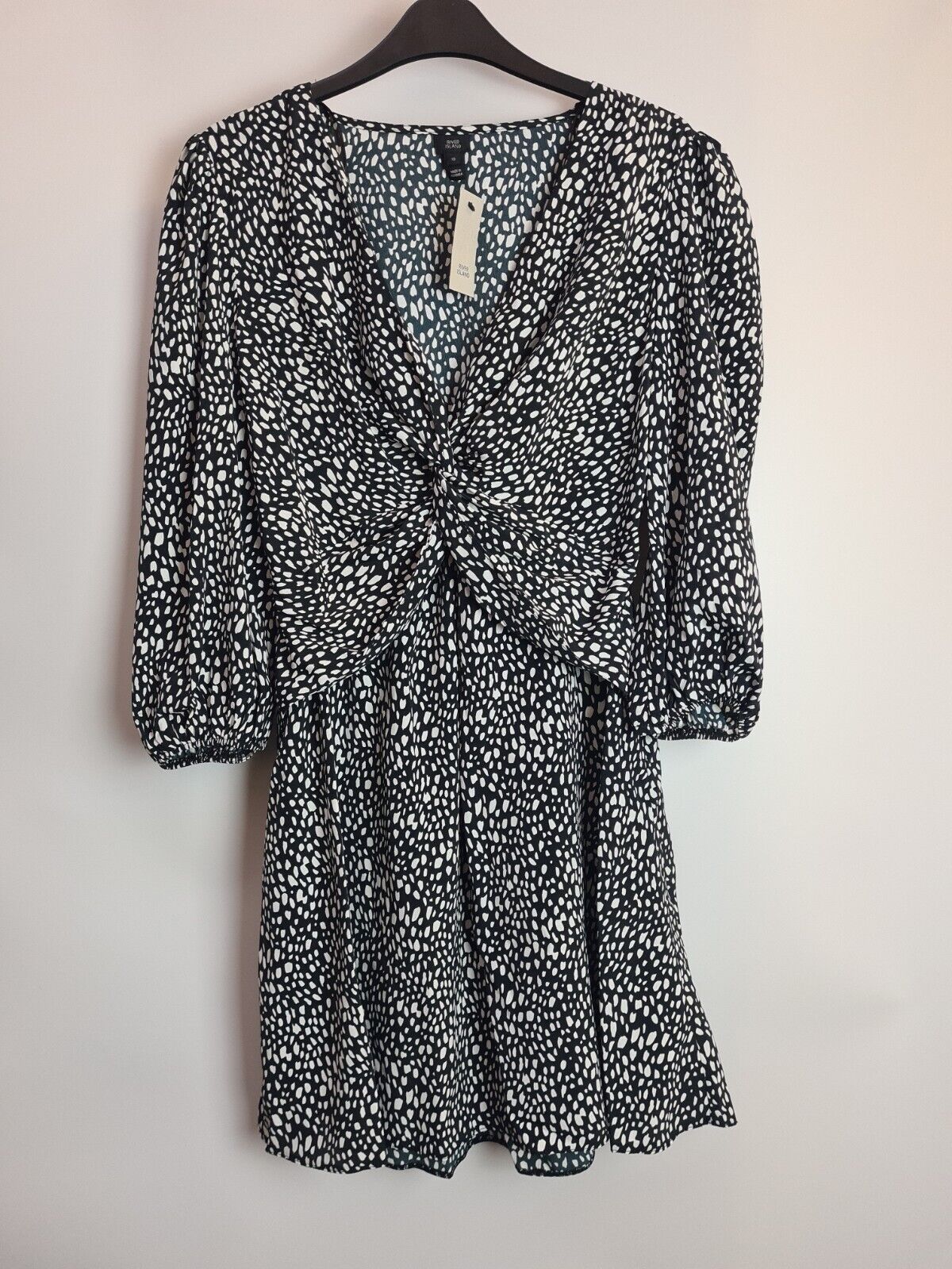 River Island Black Spot Print Shift Mini Dress Size 10 **** V291