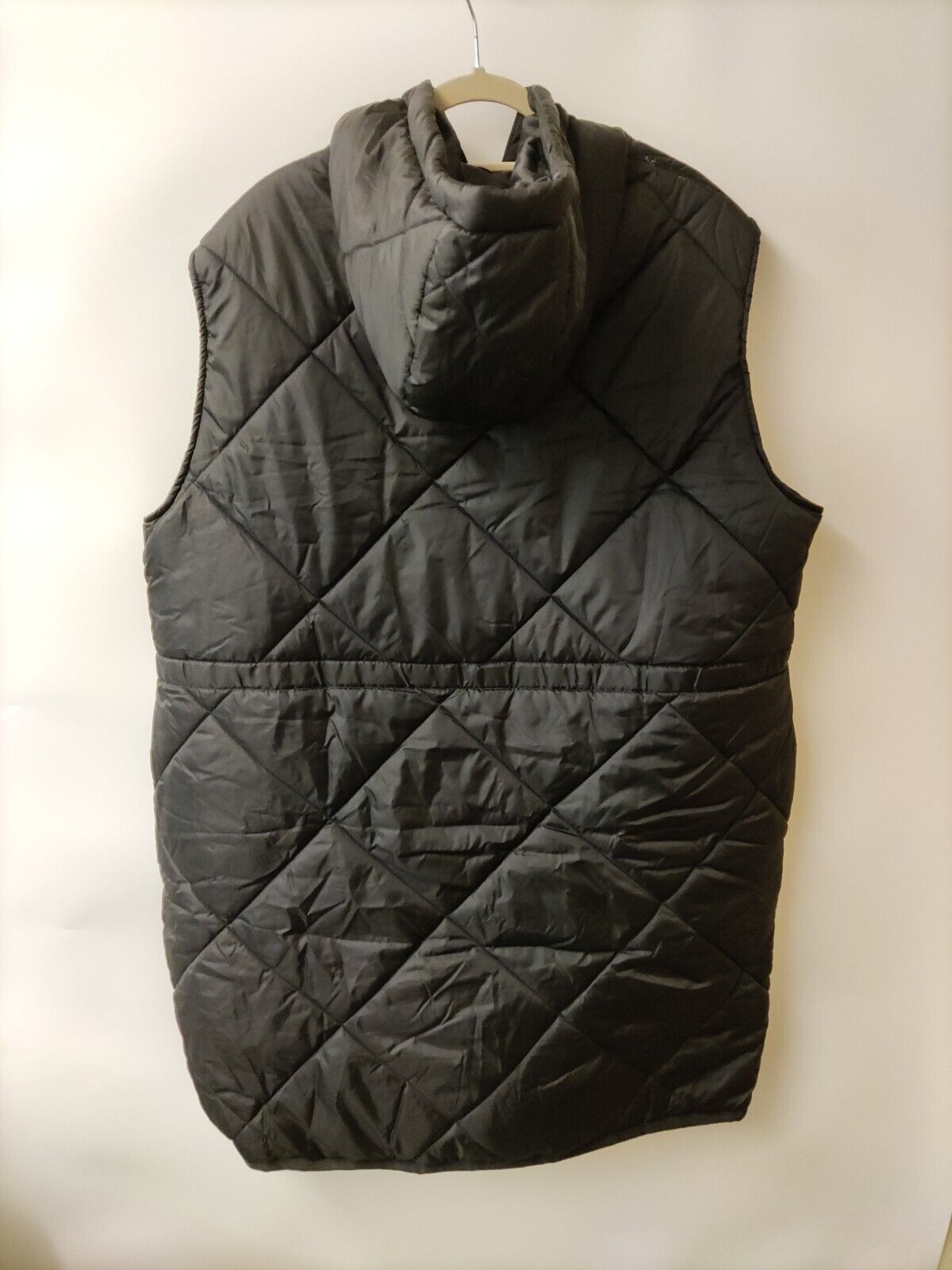 Womens Longline Hooded Padded Gilet - Black. UK Size 22.