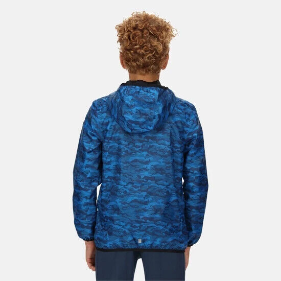 Regatta Kids' Packaway Blue Camo Waterproof Jacket Aged 9-10 Years *** V372