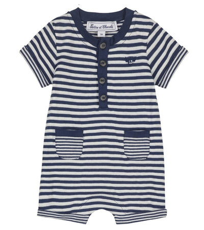 Tartine et Chocolat Baby Stripped Romper - White/Navy. UK 3 Months **** Ref V349