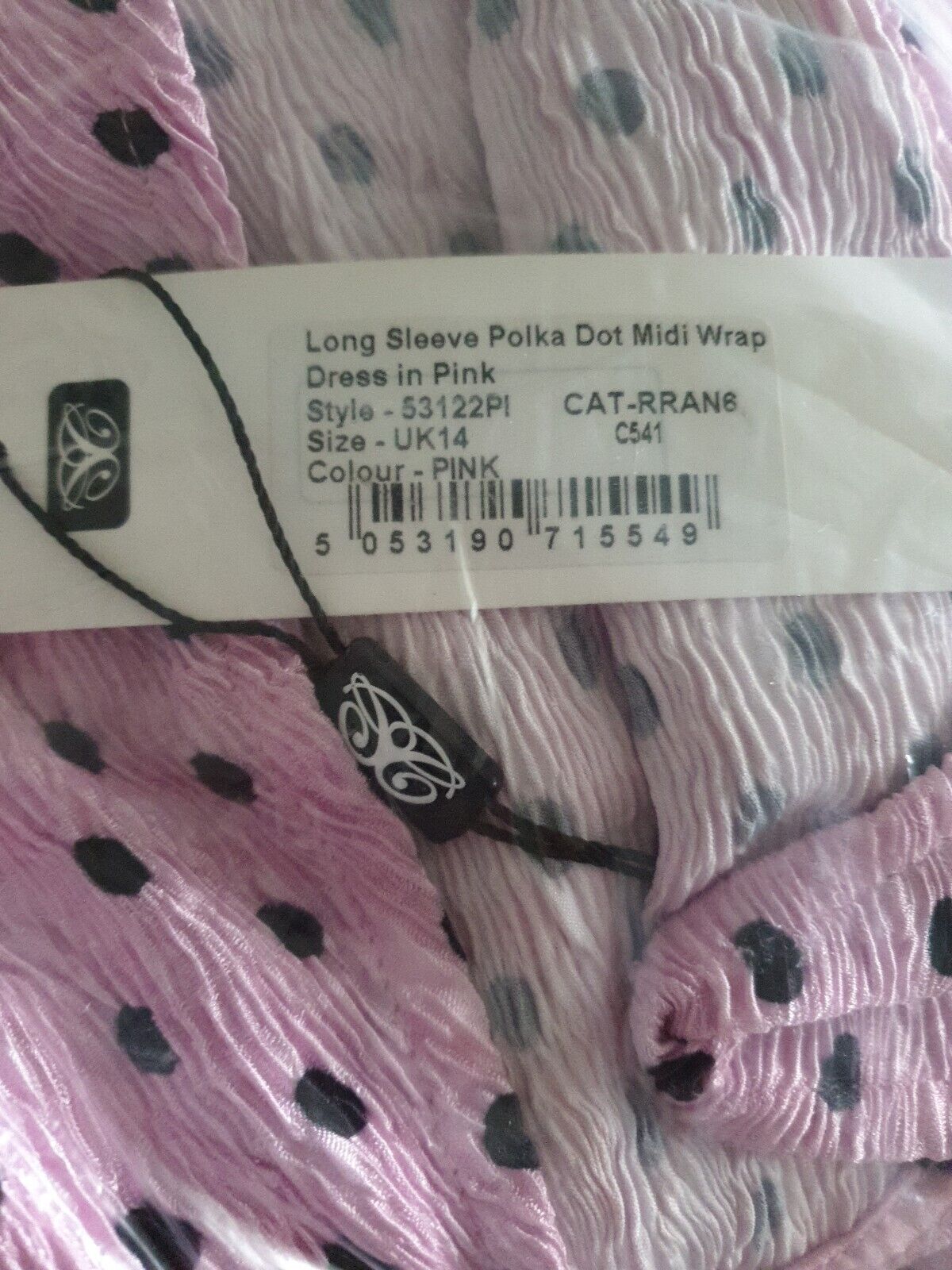 Chi Chi London Long Sleeve Polka-dot Midi Wrap Dress Uk14****Ref V549