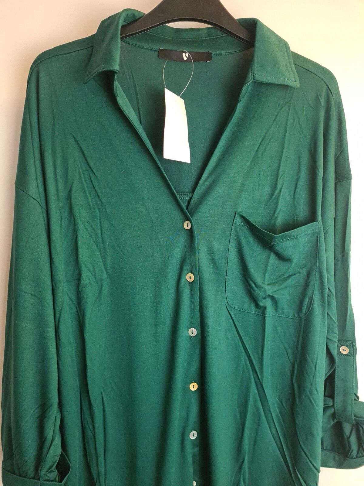 Womens Green Button Up Shirt Size 10 **** V299