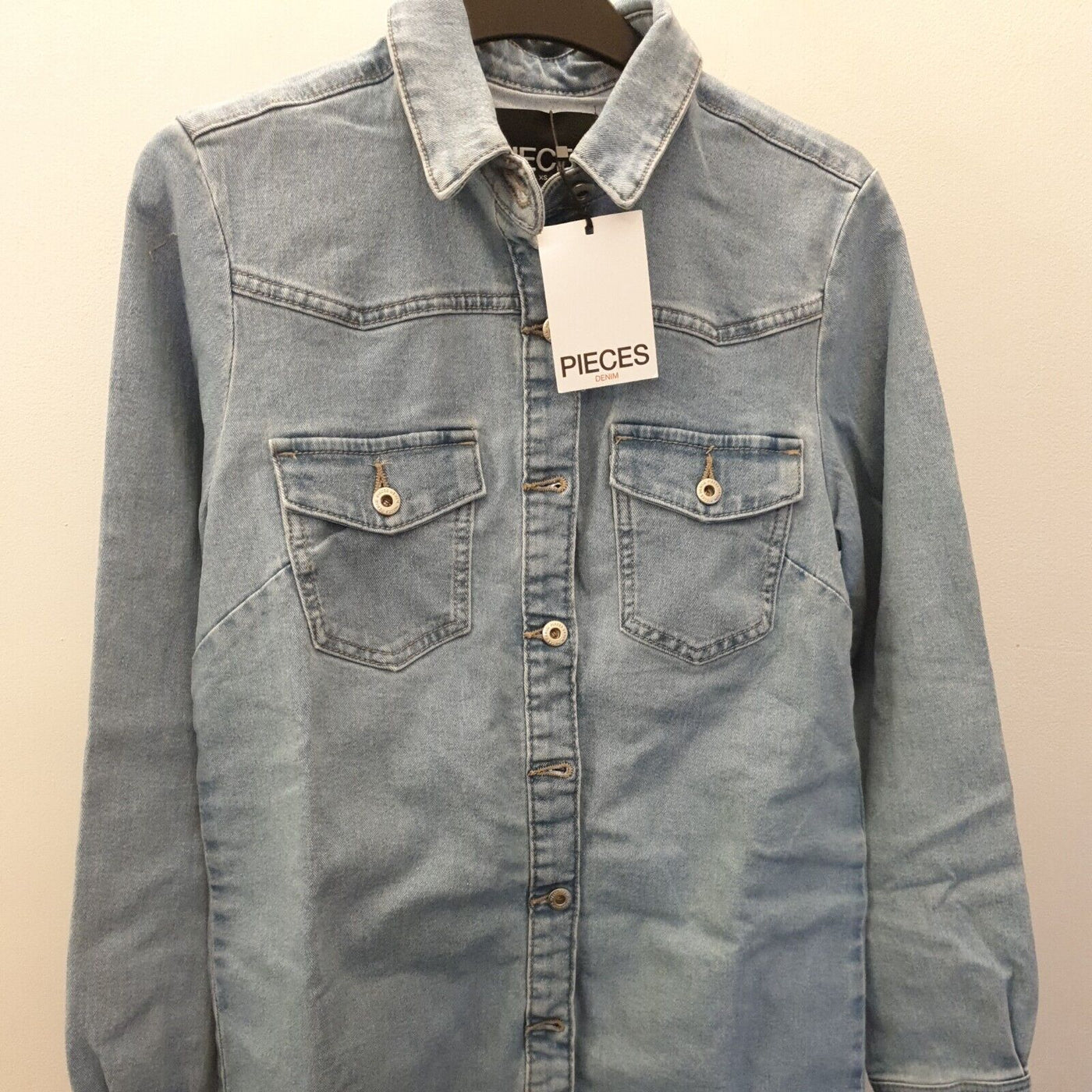 Pieces Denim jacket Dress Blue Size Small **** V469