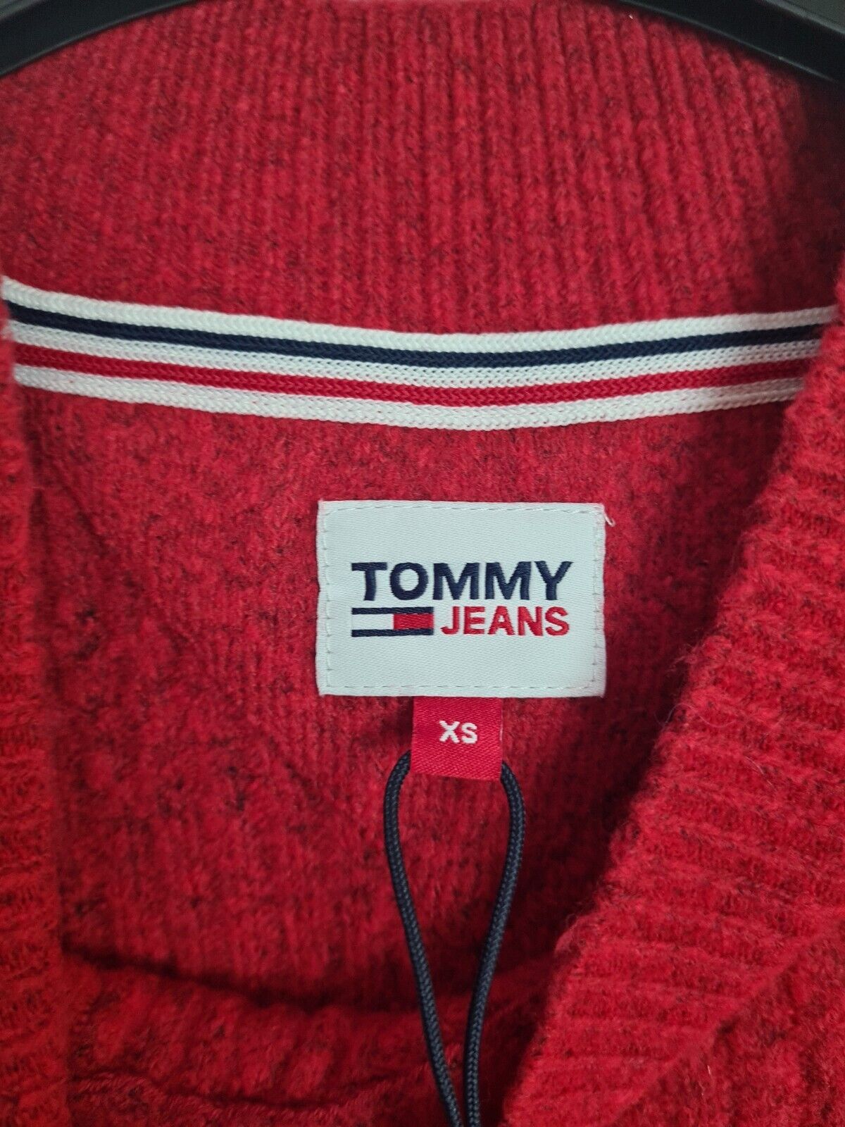 Tommy Hilfiger Lofty Red Turtleneck Logo Side Sweater Size XS **** V294