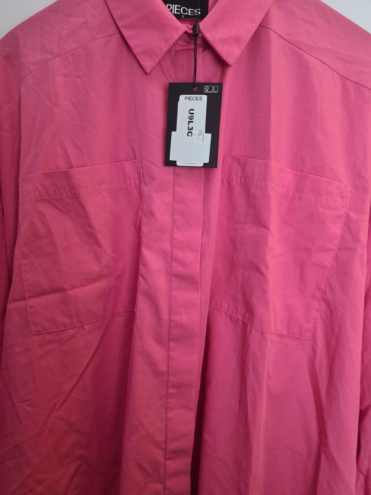 Pieces Womens Pink Oversized Long Sleeve Shirt Size XS**** V472