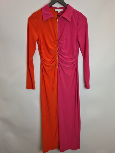 Never Fully Dressed Pink And Orange Colour Block Dress Size UK 10