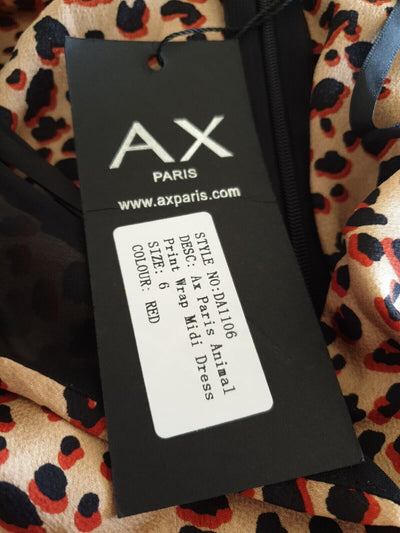 AX Paris Animal Print Wrap Midi Dress UK 6.