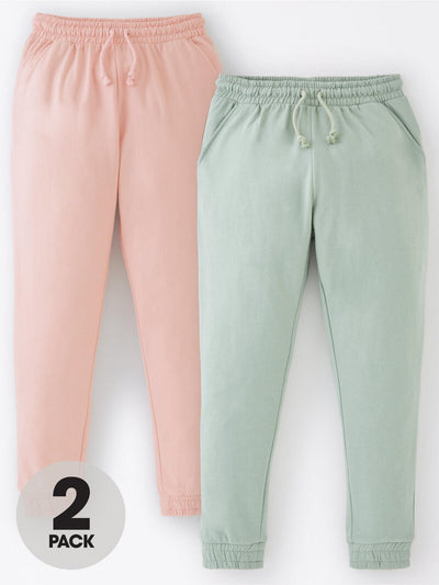 Girls Essential Joggers (2 Pack) - Green/Pink. 14 Years. ****V428