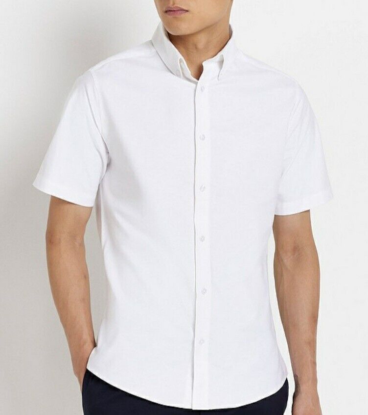 River Island Short Sleeve Oxford White Uk 2XL****Ref V550