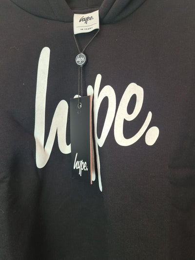 Hype Girls Black Cropped Script Hoodie Size 14 Years **** V97