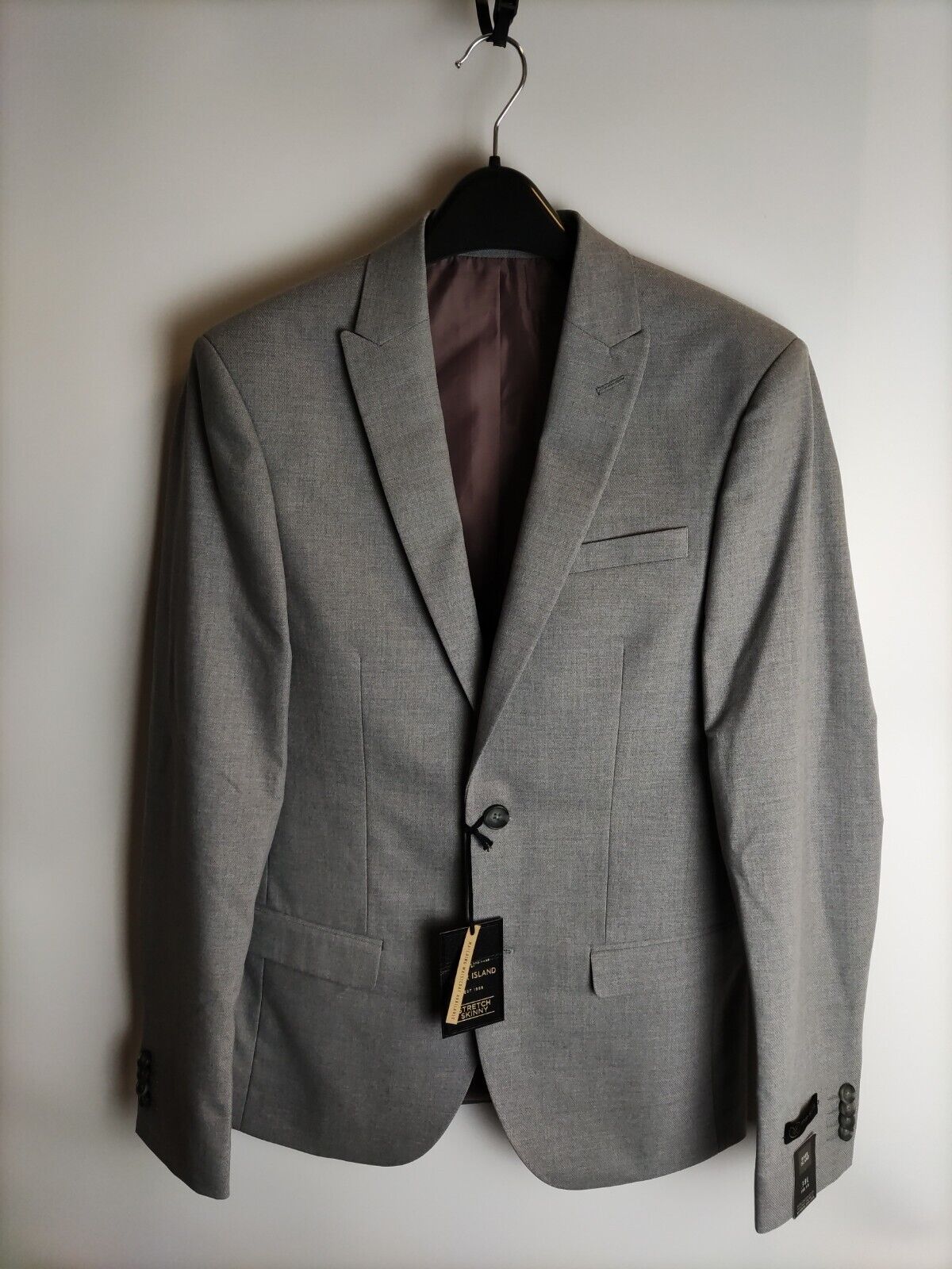 River Island Suit Jacket. Stretch Skinny. Grey. 38 L. ****VH7