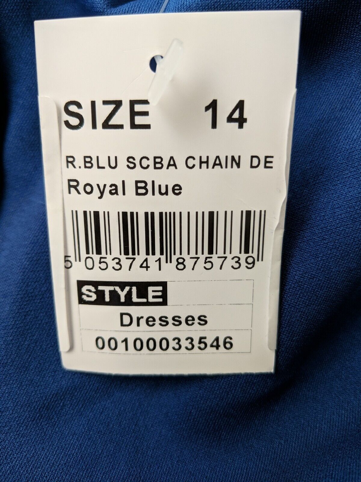 Quiz Blue Scuba Keyhole Chain Detail Dip Hem Dress Size 14 **** V30