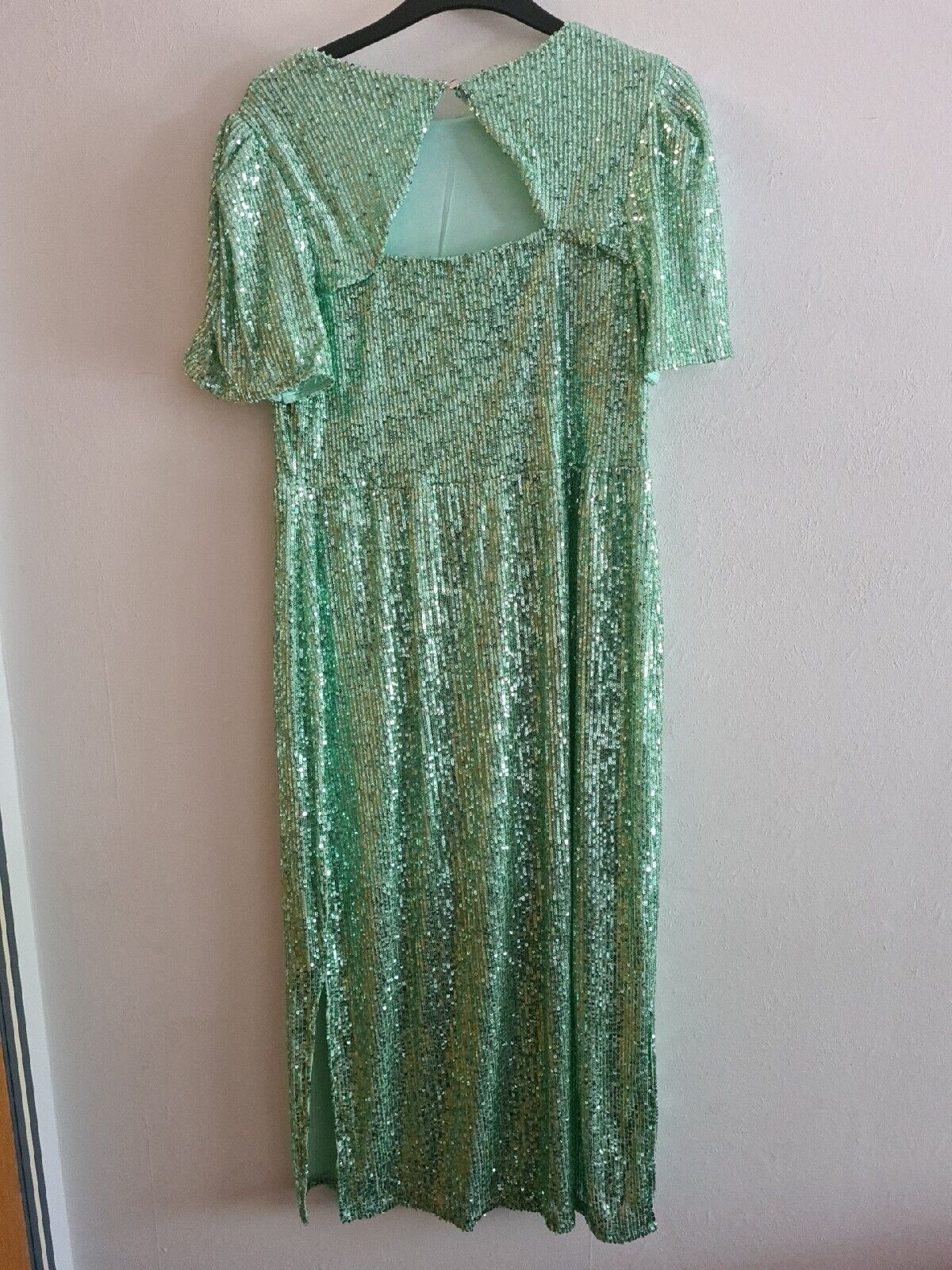 Wallis Sequin Open Back Dress Aqua Size 10 BNWT Ref****V502