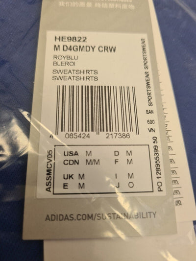 Adidas Royblu Bleoi Sweatshirt. UK Medium **** Ref V296